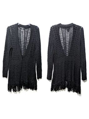 NWOT ELENA SOLANO Open Knit Fringe Cardigan 1X